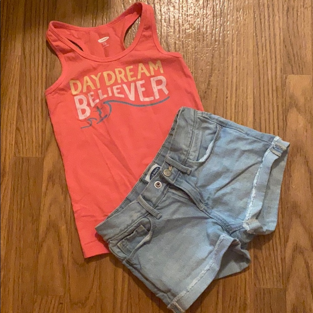 Old Navy Girls Tank Top & Jean Shorts sz M(8)